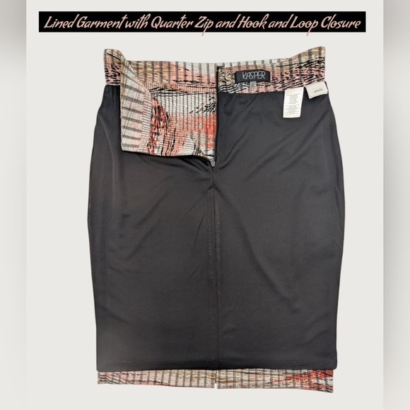 NWT Kasper Abstract Multi-Lined Print Pencil Skirt Sz L Back Zip - Picture 12 of 17